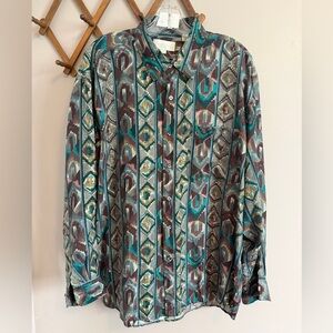 Protocol Vintage 100% Silk Geometric Abstract Men Button Down  Multicolour L
